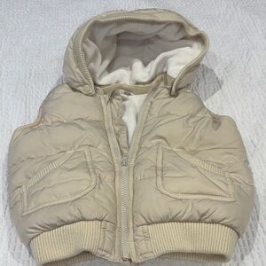 H&M Infant Cream Hooded Vest-Detachable Hood